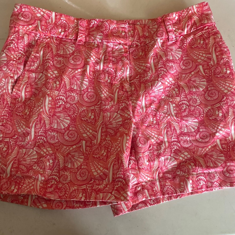 Vineyard Vines Pink Orange Seashell Print Shorts Womens 6 Preppy Coastal 2H1019